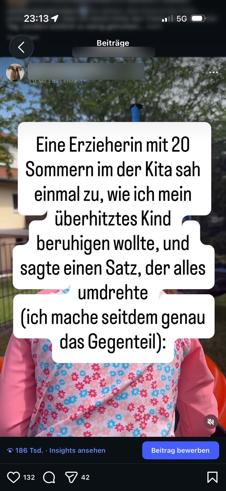 Reel aus unserem eigenen Instagram-Account mit rund 186 Tausend Abrufen