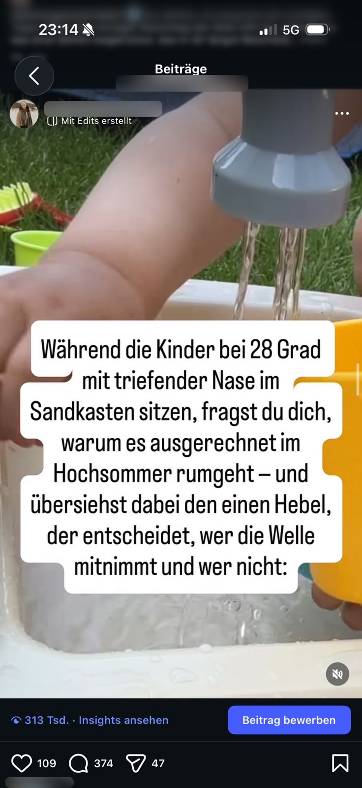 Reel aus unserem eigenen Instagram-Account mit rund 313 Tausend Abrufen